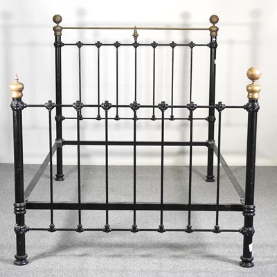 Lot 289 - A Victorian brass and iron bedstead, 140cm wide