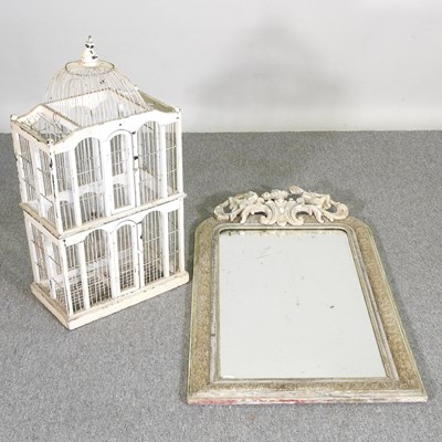 Lot 298 - A painted pine wall mirror, with a moulded...