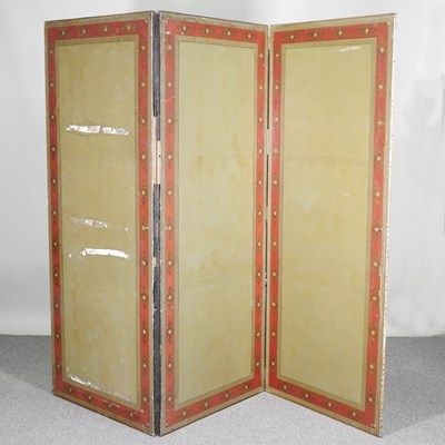 Lot 251 - An early 20th century painted three-fold...