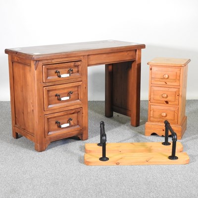 Lot 350 - A modern pine desk, together with a pine chest...