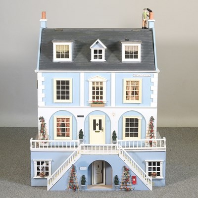 Lot 76 - A light blue painted doll's house