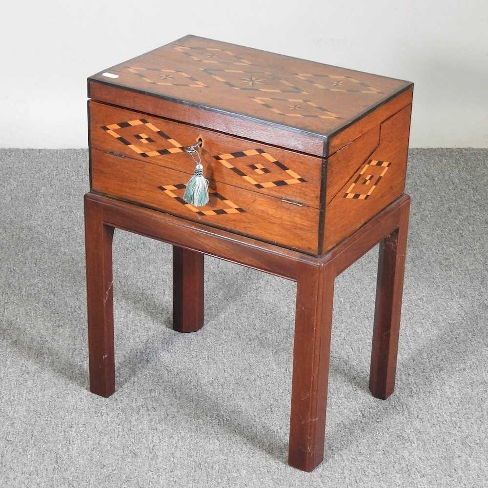 Lot 538 - A 19th century parquetry writing slope, with a...