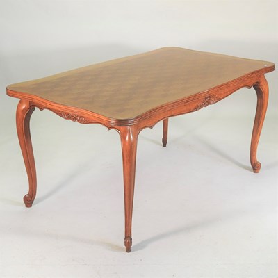 Lot 648 - A French parquetry dining table