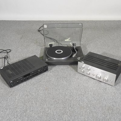 Lot 449 - A Trio record turntable and amplifier,...