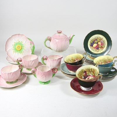 Lot 294 - An Aynsley harlequin set of cabinet cups,...