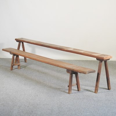 Lot 27 - An early 20th century rustic pine bench, on...