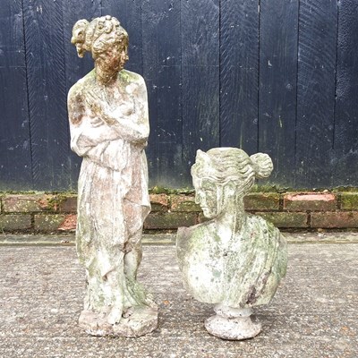 Lot 368 - A cast stone garden statue of a lady, 80cm...