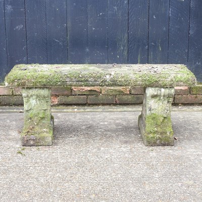 Lot 73 - A cast stone garden bench, on acanthus...
