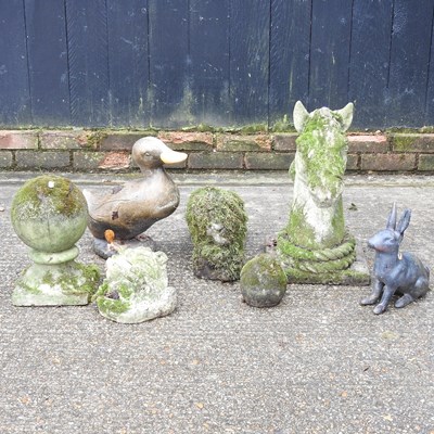 Lot 180 - A cast stone garden head of a horse, 51cm high,...