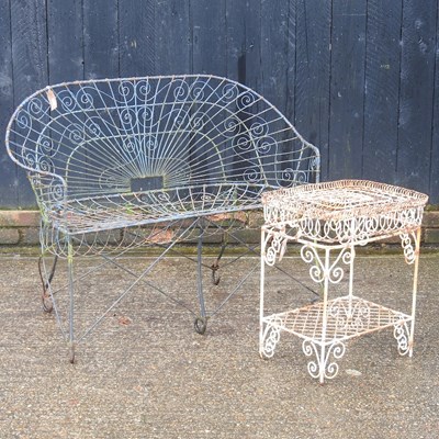 Lot 96 - A wirework garden seat, together with a...