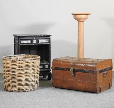 Lot 111 - An oriental inlaid cabinet, together with a...