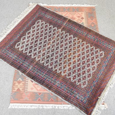 Lot 386 - A small Persian rug, 195 x 130cm, together...