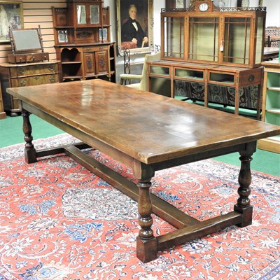 Lot 391 - An estate made oak refectory dining table