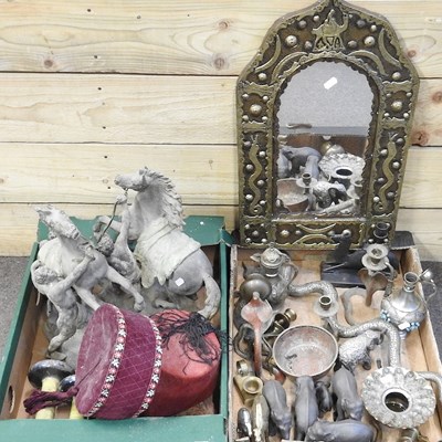 Lot 196 - A pair of spelter models, of the Marley horses,...
