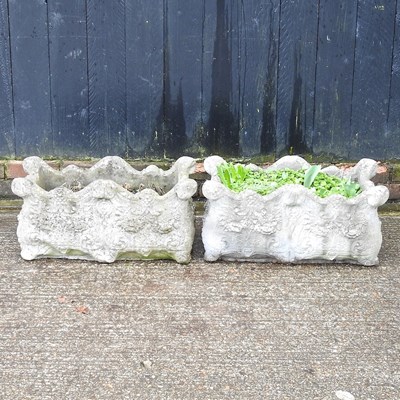 Lot 288 - A pair of cast stone garden troughs, with...
