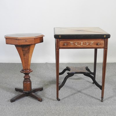 Lot 444 - An Edwardian rosewood and marquetry envelope...