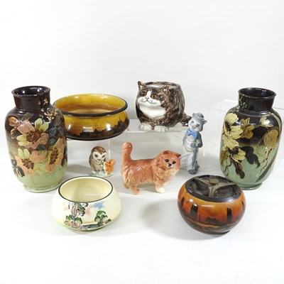 Lot 374 - A Winstanley pottery vase in the form of a cat,...