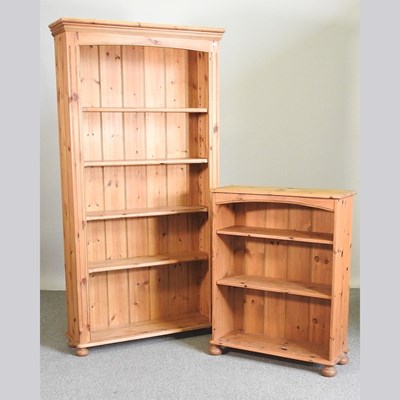 Lot 168 - A pine standing open bookcase, together with a...