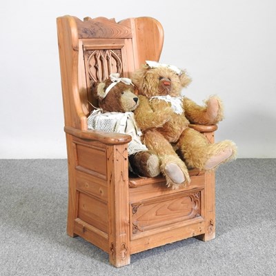 Lot 612 - A carved pine child's chair, together with a...