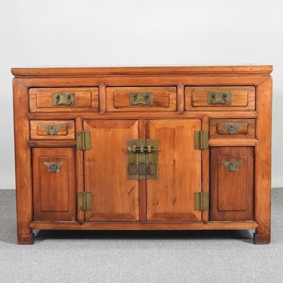 Lot 793 - A modern Chinese hardwood sideboard,...