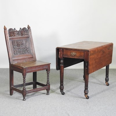 Lot 480 - A 19th century carved oak side chair, together...