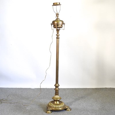 Lot 622 - An Art Nouveau brass telescopic standard lamp,...