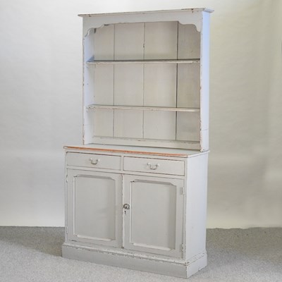 Lot 435 - A 19th century and later grey painted oak dresser