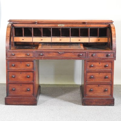 Lot 344 - A large Victorian mahogany cylinder desk, the...