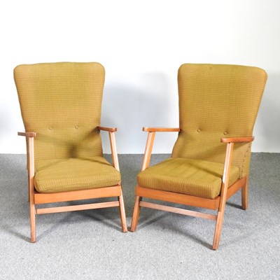 Lot 534 - A pair of mid 20th century gold upholstered...