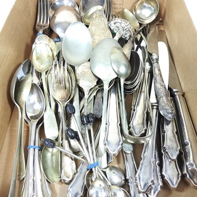 Lot 362 - A collection of silver plated and silver cutlery