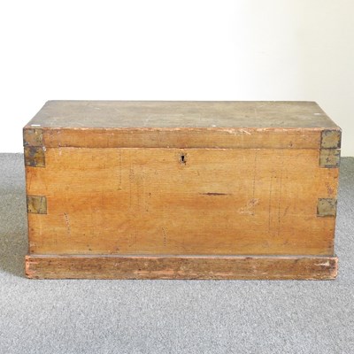 Lot 804 - A 19th century pine trunk, with a hinged lid