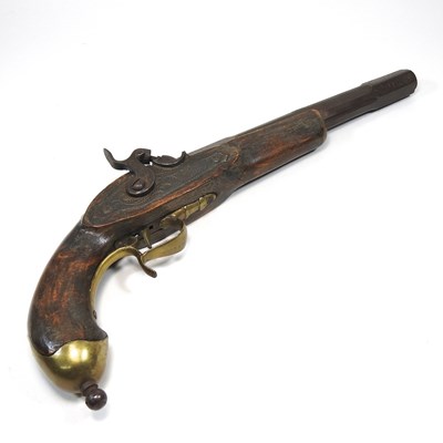 Lot 198 - An 18th century style percussion pistol, 38cm...