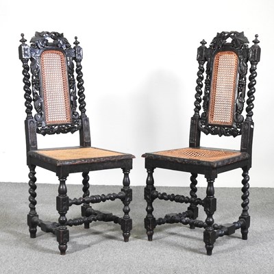 Lot 697 - A pair of 19th century carved oak high back...