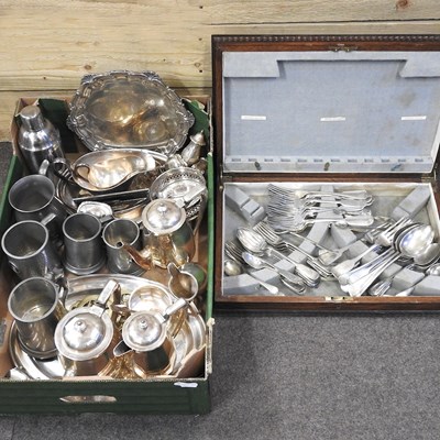 Lot 311 - A collection of silver plated items, pewter...