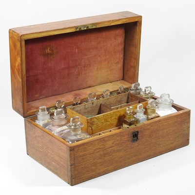 Lot 209 - A 19th century oak cased apothecary box, the...