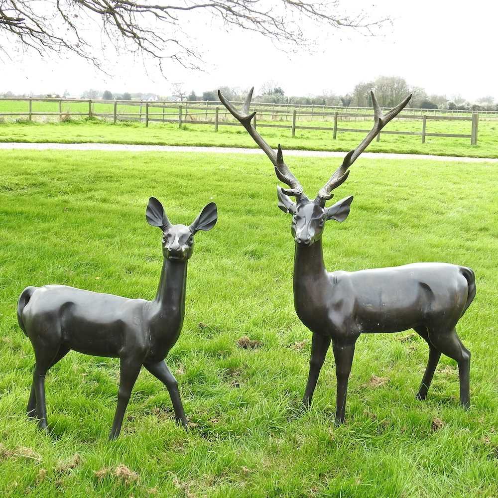 Lot 159 A life size cast bronze garden sculpture of