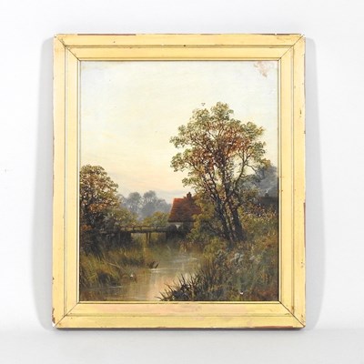 Lot 281 - R. Smyth, 19th century, wooded river landscape...