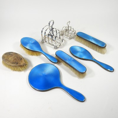 Lot 321 - An early 20th century blue enamelled silver...