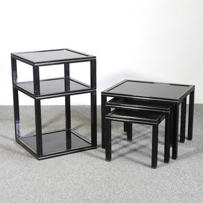 Lot 837 - A Pierre Vandel black metal and glass two tier...