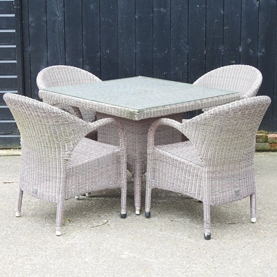 Lot 478 - A Bridgman rattan garden table, with a glass...