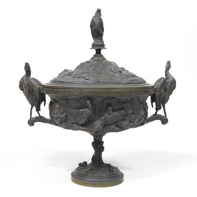 Lot 42 - A 19th century cast bronze cup and cover, of...
