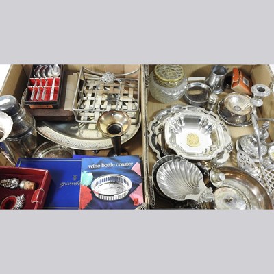 Lot 243 - A collection of silver plate and metalwares,...