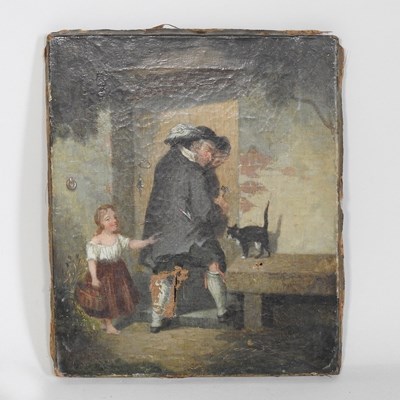 Lot 421 - English school, 19th century, figures and cat...