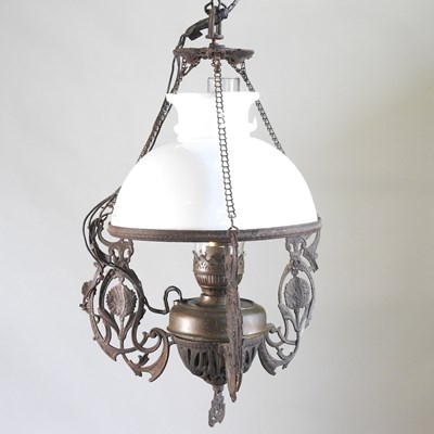 Lot 582 - An early 20th century ceiling light, with an...