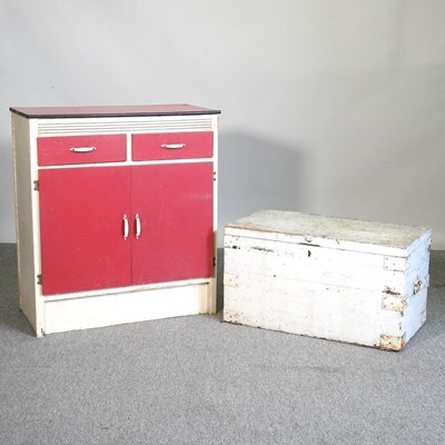 Lot 839 - A 1950's painted kitchen cabinet, together...