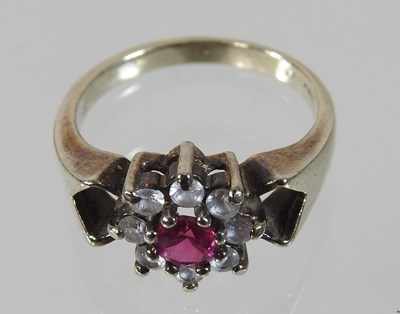 Lot 6 - An antique 15 carat gold, pearl and ruby ring