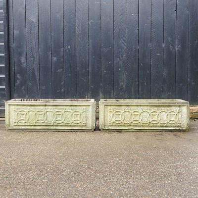 Lot 862 - A pair of cast stone garden troughs (2)