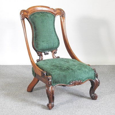 Lot 326 - A Victorian carved walnut and green...