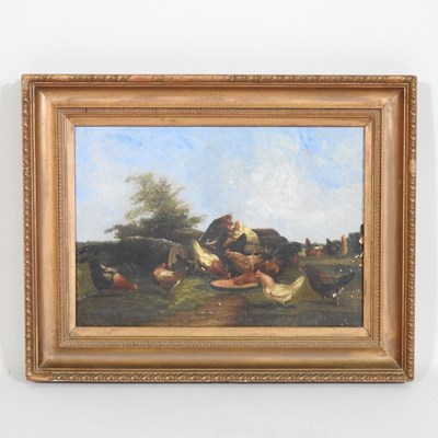 Lot 234 - A. Gerards, 19th century, chickens, signed,...