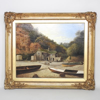 Lot 370 - English school, 19th century, beach scene Isle...